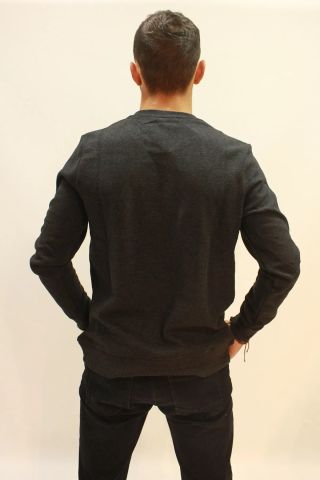 Cazador 5621 Selanik Örgü Erkek Düz Bisiklet Yaka Sweat Siyah Melanj