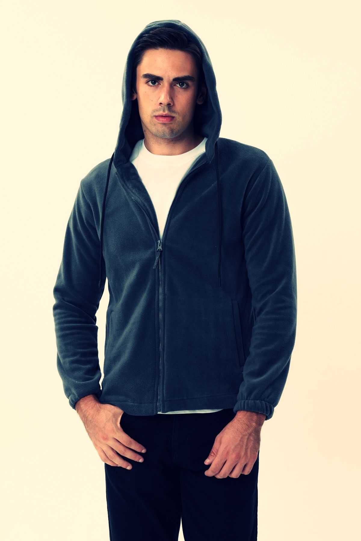 Twister ESW 2780 Kapşonlu Fermuarlı Tüylenmez Polar Sweat Ceket S.Blue