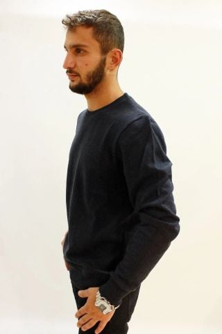 Cazador 5621 Selanik Örgü Erkek Düz Bisiklet Yaka Sweat lacivert melanj