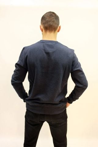 Cazador 5621 Selanik Örgü Erkek Düz Bisiklet Yaka Sweat lacivert melanj