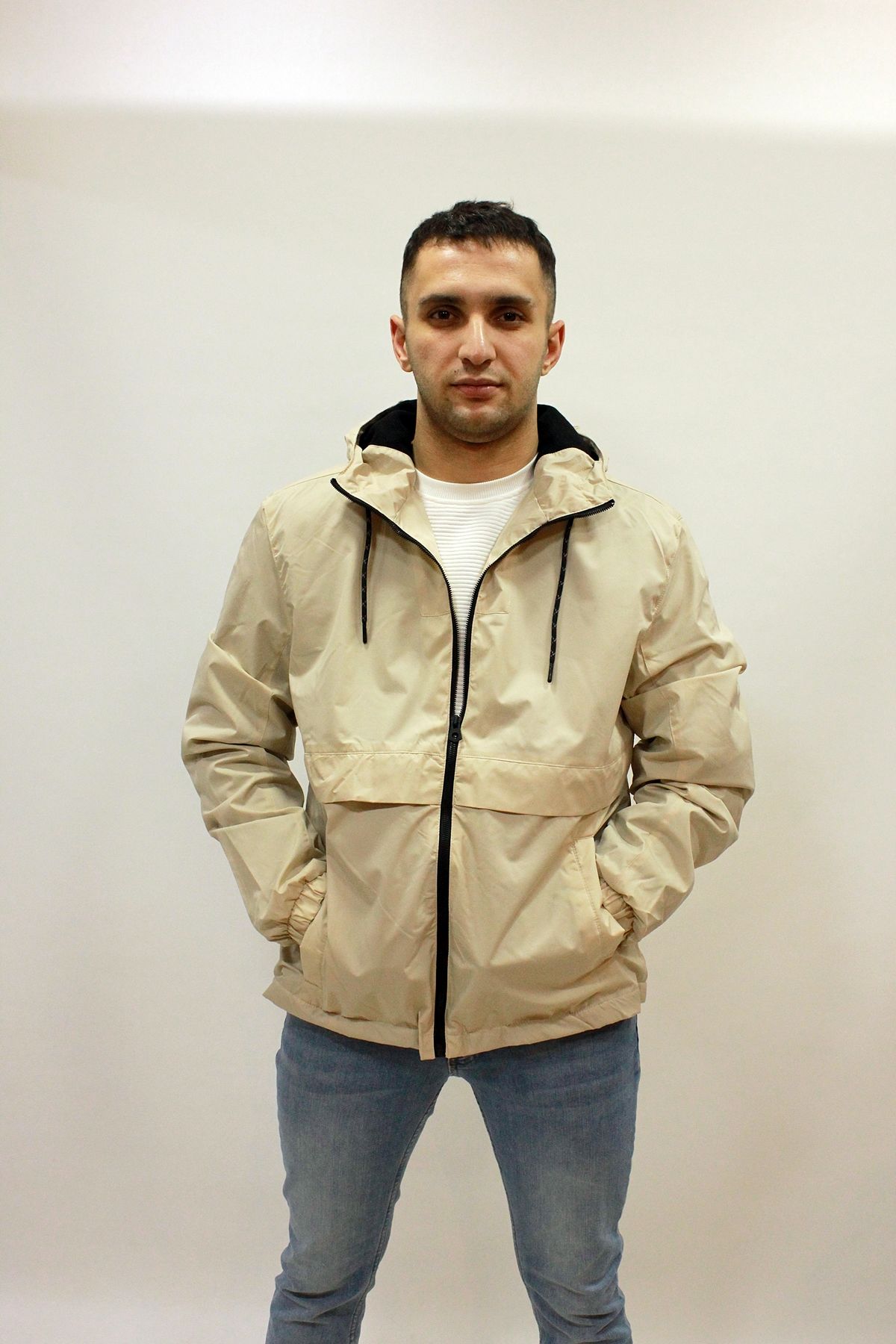 Cazador 1011 Kapşonlu İçi Polar Astarlı Unisex Yağmurluk Micro Mont Bej