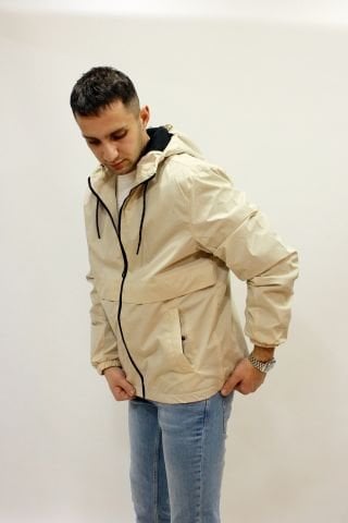 Cazador 1011 Kapşonlu İçi Polar Astarlı Unisex Yağmurluk Micro Mont Bej