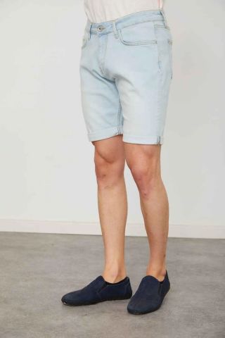 Cazador 6706 Light Blue Likralı Denim Kot Bermuda Şort