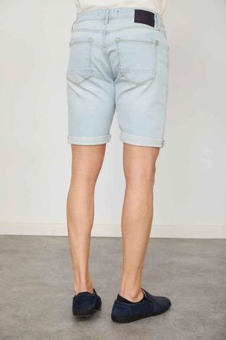 Cazador 6706 Light Blue Likralı Denim Kot Bermuda Şort