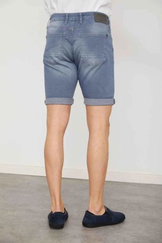 Cazador 6709 Grey Wash Likralı Denim Kot Bermuda Şort Füme