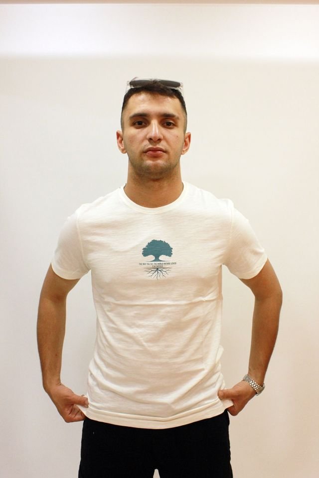 CAZ 4170 Erkek Baskılı Bisiklet Yaka T-Shirt Ekru
