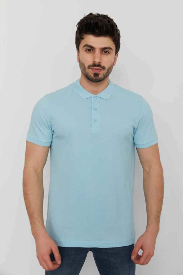 CAZ 4613 Polo Yaka Erkek Yakalı Pike T-Shirt Bulut