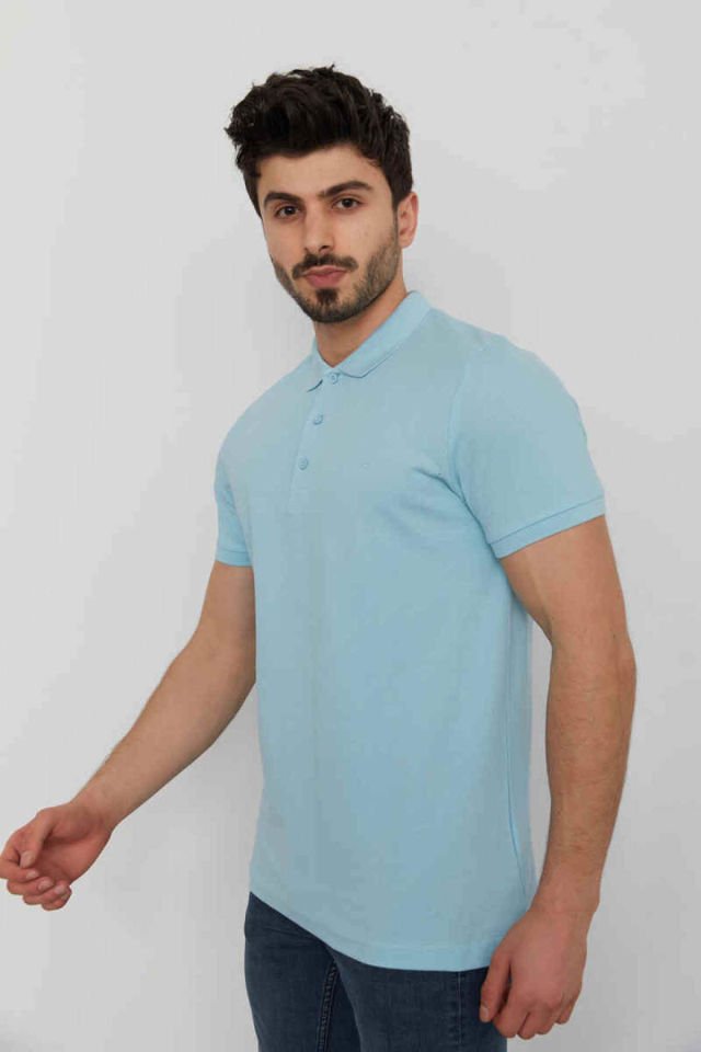 CAZ 4613 Polo Yaka Erkek Yakalı Pike T-Shirt Bulut
