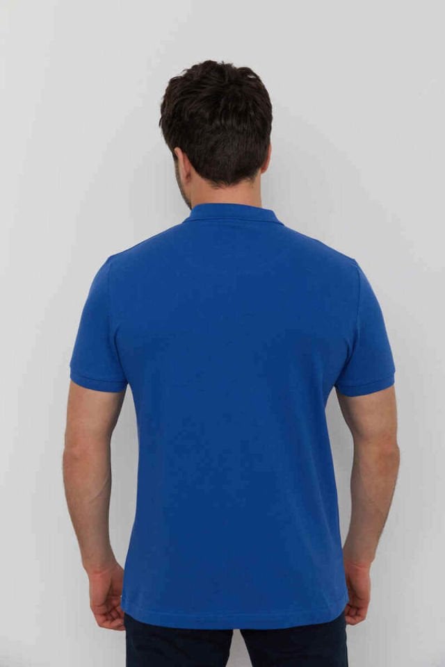 CAZ 4613 - 4713 Polo Yaka Erkek Yakalı Pike T-Shirt Civit Mavi