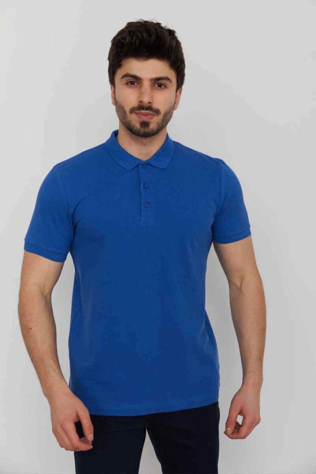 CAZ 4613 - 4713 Polo Yaka Erkek Yakalı Pike T-Shirt Civit Mavi