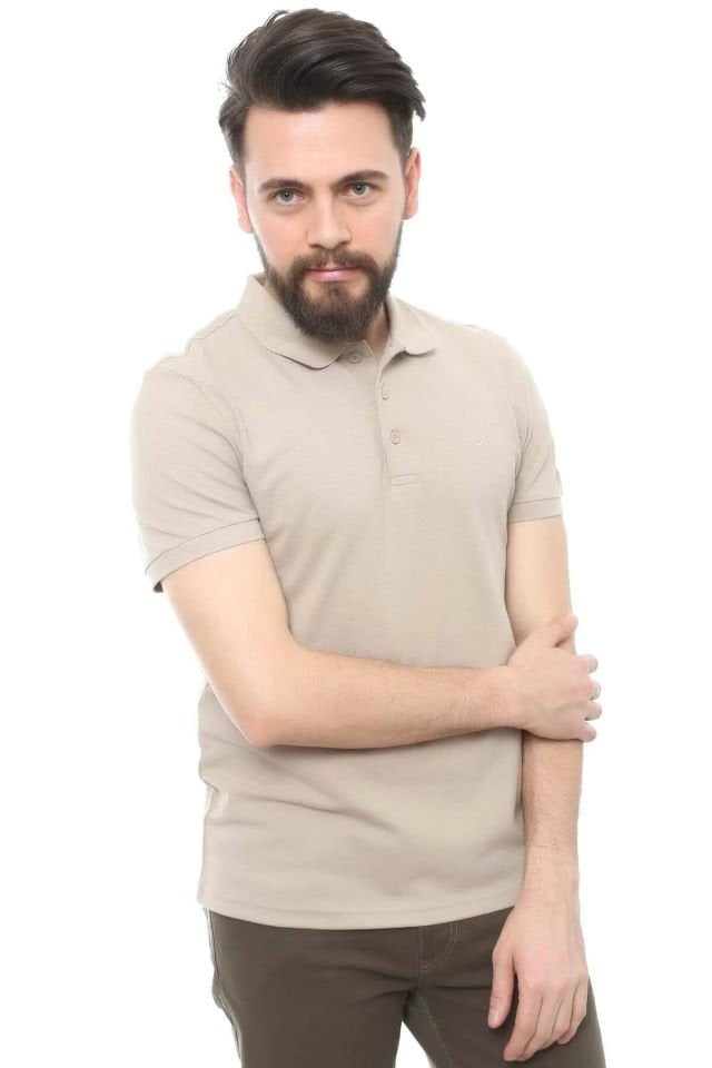 CAZ 4613 Polo Yaka Erkek Yakalı Pike T-Shirt Safari