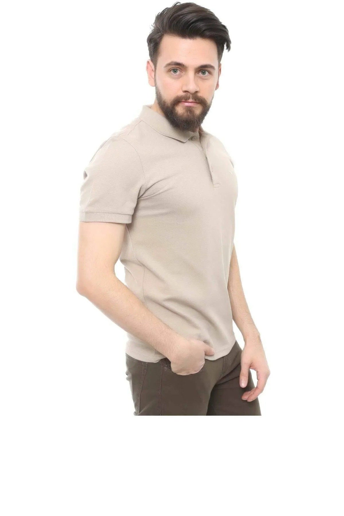 CAZ 4613 Polo Yaka Erkek Yakalı Pike T-Shirt Safari