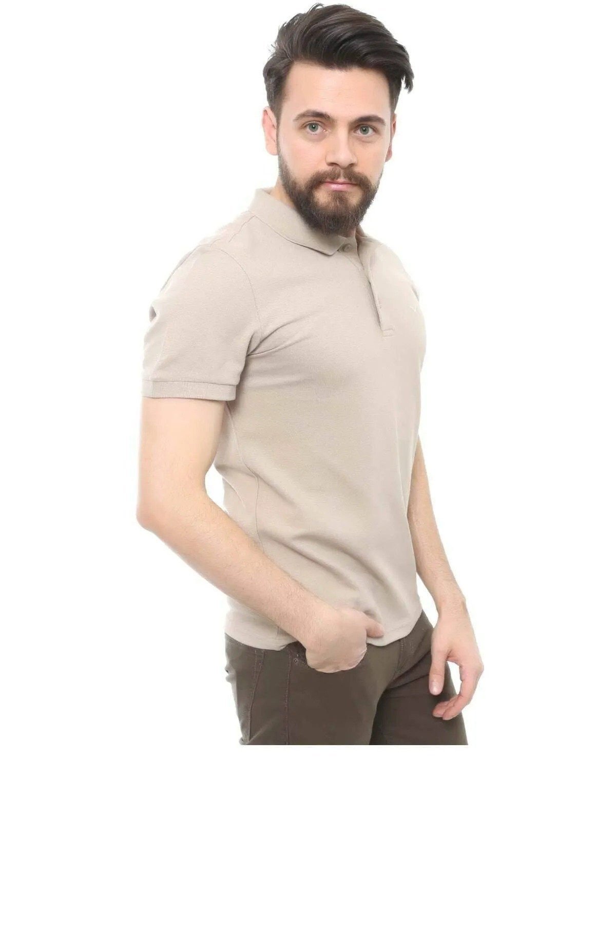 CAZ 4613 Polo Yaka Erkek Yakalı Pike T-Shirt Safari