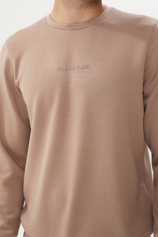 ESW 2892 Bisiklet Yaka Scuba Kumaş İnce Erkek Sweatshirt Vizon