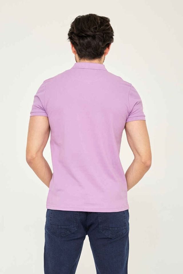 CAZ 4613 Polo Yaka Erkek Yakalı Pike T-Shirt Lila