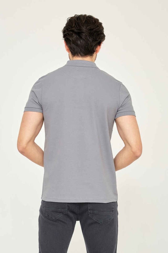 CAZ 4613 Polo Yaka Erkek Yakalı Pike T-Shirt A.Gri