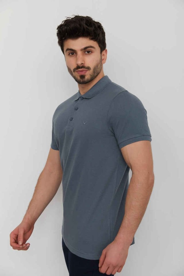 CAZ 4613 - 4713 Polo Yaka Erkek Yakalı Pike T-Shirt Gri