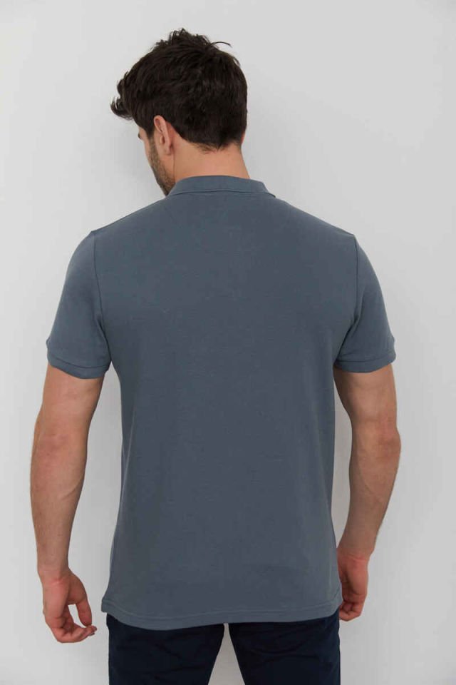 CAZ 4613 - 4713 Polo Yaka Erkek Yakalı Pike T-Shirt Gri