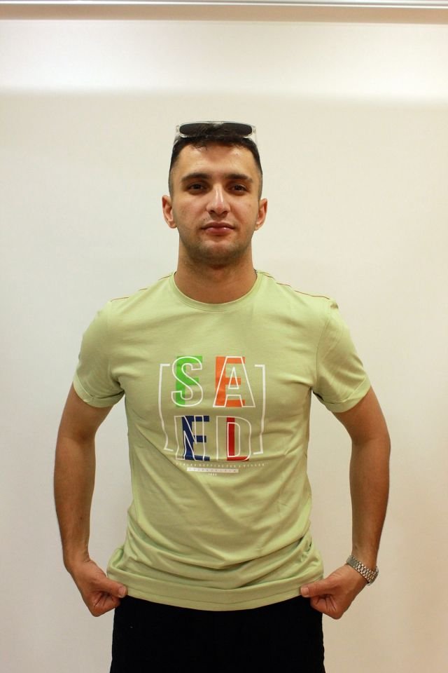 Caz 4131 Erkek Bisiklet Yaka Baskılı T-shirt A.Nil