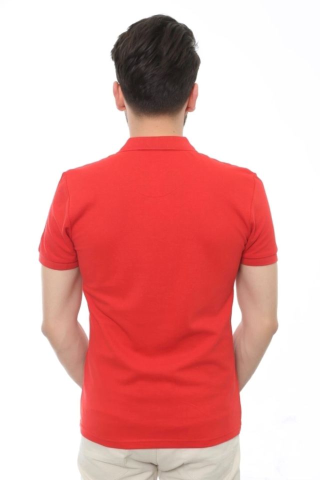 CAZ 4613 Polo Yaka Erkek Yakalı Pike T-Shirt Bayrak Kırmızı
