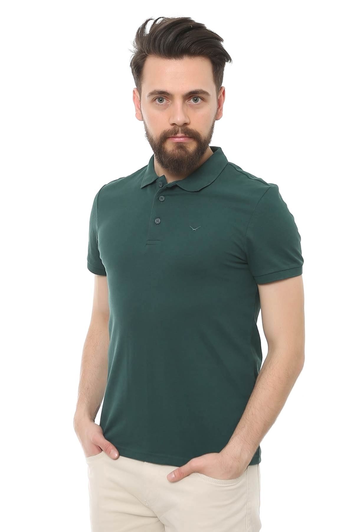 CAZ 4613 Polo Yaka Erkek Yakalı Pike T-Shirt Hunter