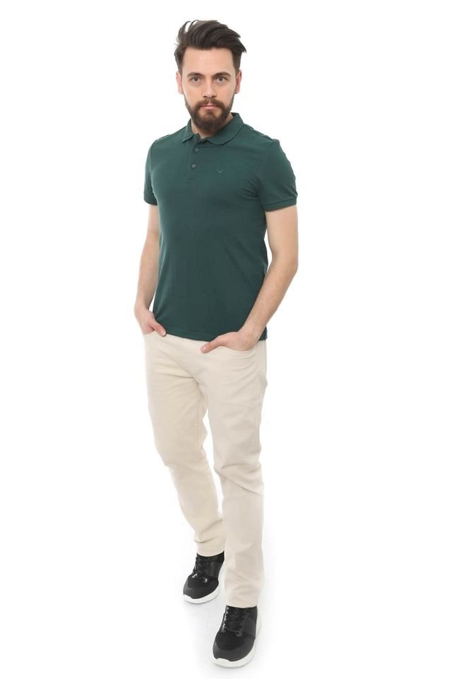 CAZ 4613 Polo Yaka Erkek Yakalı Pike T-Shirt Hunter