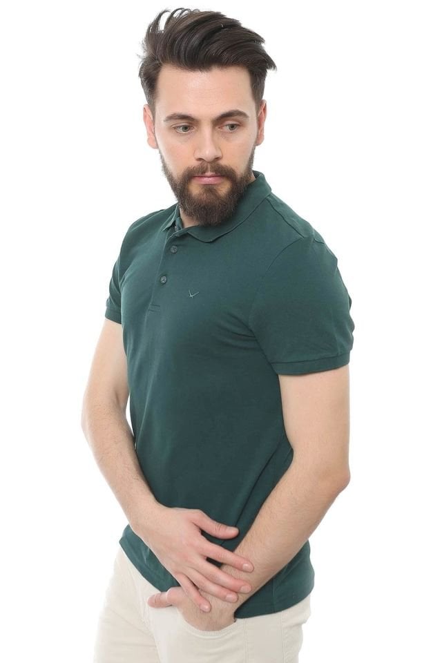CAZ 4613 Polo Yaka Erkek Yakalı Pike T-Shirt Hunter