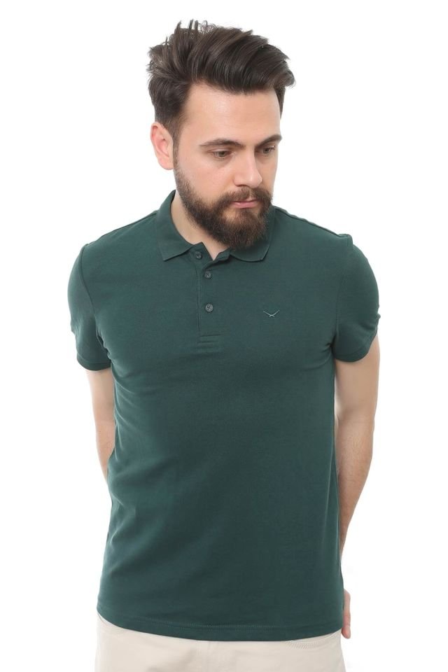 CAZ 4613 Polo Yaka Erkek Yakalı Pike T-Shirt Hunter