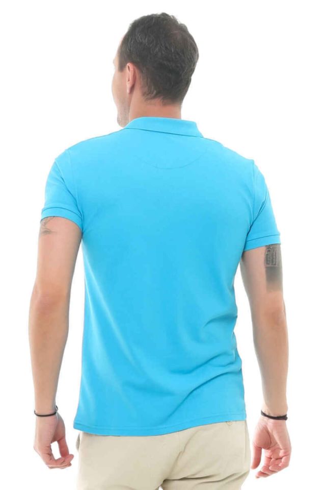 CAZ 4613 Polo Yaka Erkek Yakalı Pike T-Shirt Aqua