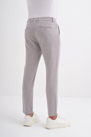 Cazador 0008 Bel Bağcıklı Ham Keten Jogger Pantolon Gri