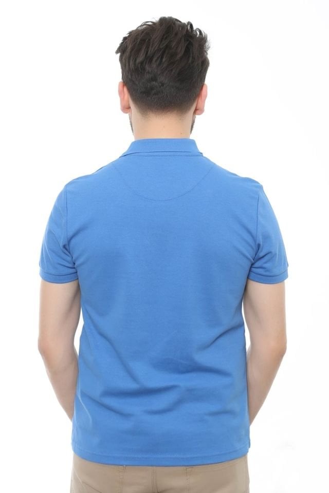 CAZ 4613 - 4713 Polo Yaka Erkek Yakalı Pike T-Shirt Mavi