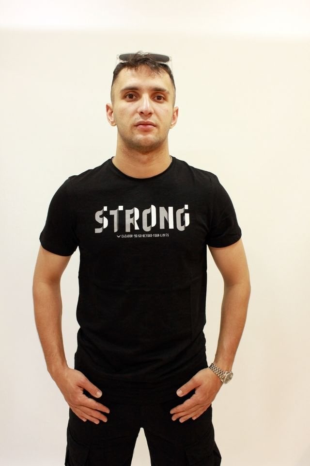 Caz 4064 Erkek Baskılı Bisiklet Yaka T-shirt Siyah