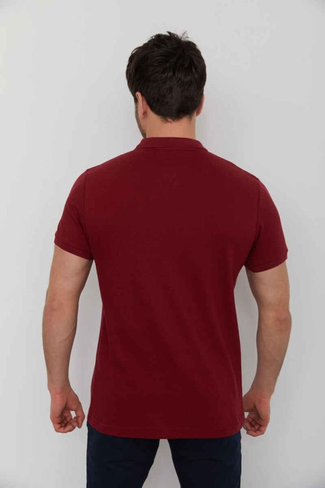 CAZ 4613 Polo Yaka Erkek Yakalı Pike T-Shirt Bordo