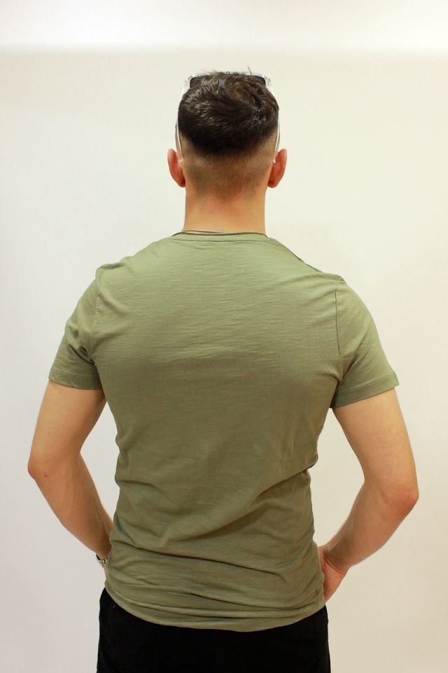 Caz 4064 Erkek Baskılı Bisiklet Yaka T-shirt Haki