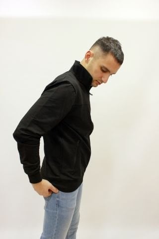 Caz 5190 Dİk Yaka Fermuarlı 2 İplik Erkek  Sweat Ceket Siyah