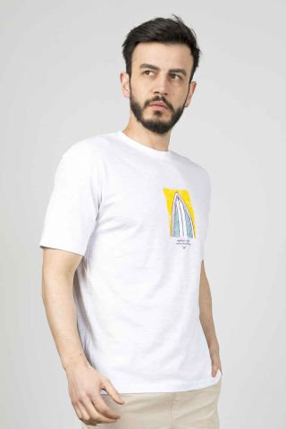 Caz 4263 Relax Fit Sırt Baskılı Erkek T-Shirt Beyaz