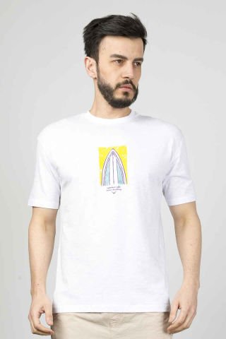 Caz 4263 Relax Fit Sırt Baskılı Erkek T-Shirt Beyaz