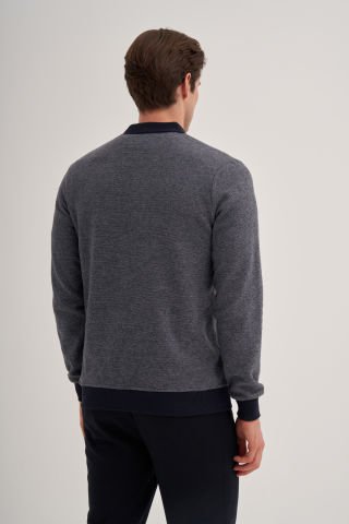 Caz 5627 Selanik Örgü Polo Yaka Erkek Sweat Gri Mel.