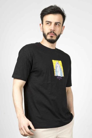 Caz 4263 Relax Fit Sırt Baskılı Erkek T-Shirt Siyah