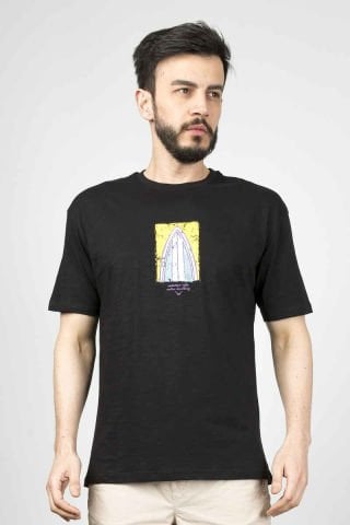 Caz 4263 Relax Fit Sırt Baskılı Erkek T-Shirt Siyah