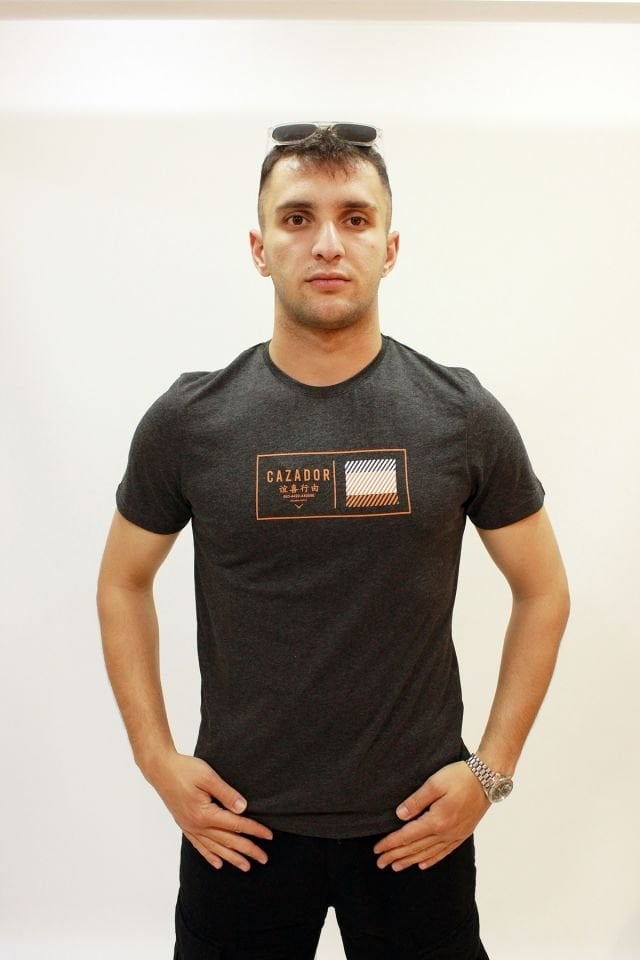 CAZ 4198 Bisiklet Yaka Baskılı Erkek Tshirt Ant.Melanj