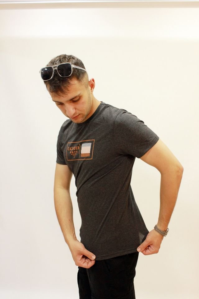 CAZ 4198 Bisiklet Yaka Baskılı Erkek Tshirt Ant.Melanj
