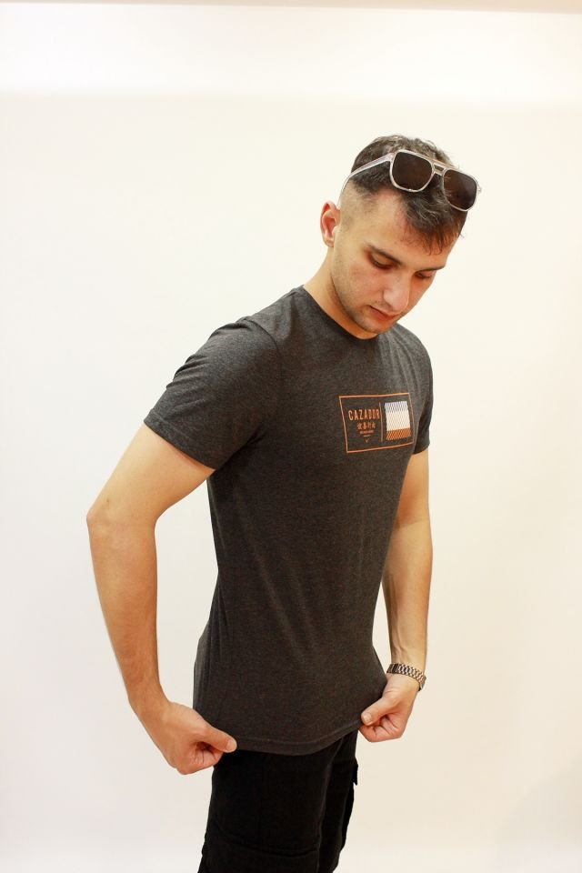 CAZ 4198 Bisiklet Yaka Baskılı Erkek Tshirt Ant.Melanj