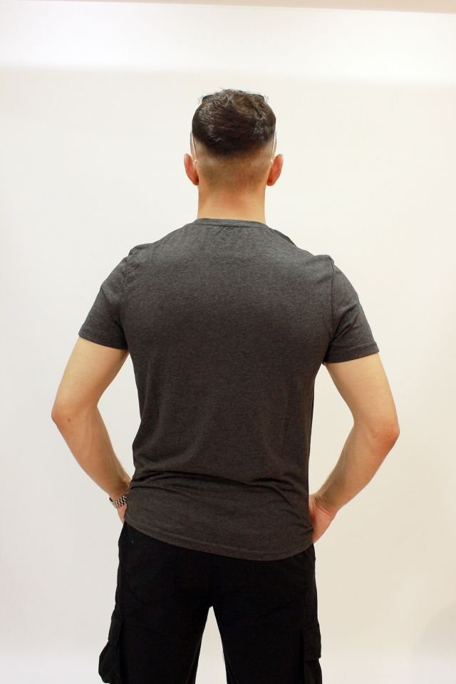 CAZ 4198 Bisiklet Yaka Baskılı Erkek Tshirt Ant.Melanj