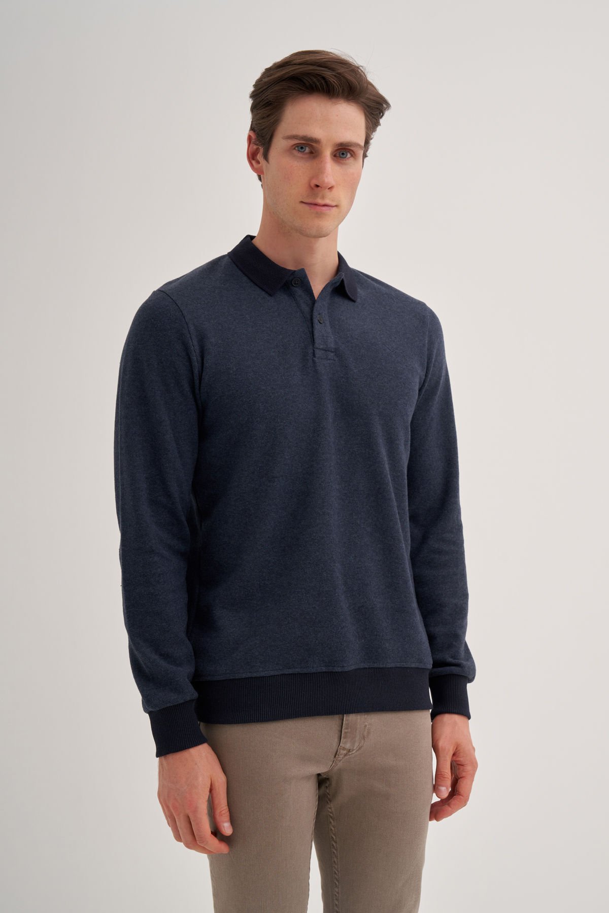 Caz 5627 Selanik Örgü Polo Yaka Erkek Sweat Laci Mel.