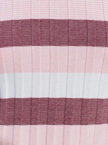 Dilvin 10734 Bisiklet Yaka Çizgili Yumuşak Dokulu Triko Bluz-Pembe