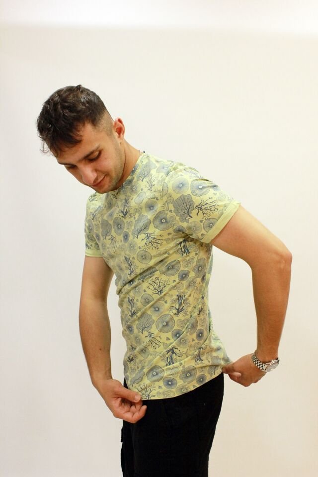 Caz 4123 Desenli Bisiklet Yaka Erkek T-Shirt A.Nil
