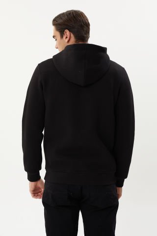 Twister ESW 2889 Black Kapşonlu Fermuarlı Erkek Sweat Ceket Siyah