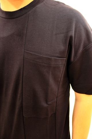 ETS 2234 Cep Detaylı Oversize Erkek Düz T-Shirt Siyah