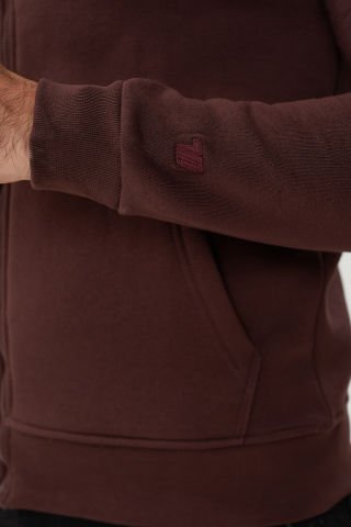 Twister ESW 2889 Burgundy Kapşonlu Fermuarlı Erkek Sweat Ceket Mürdüm